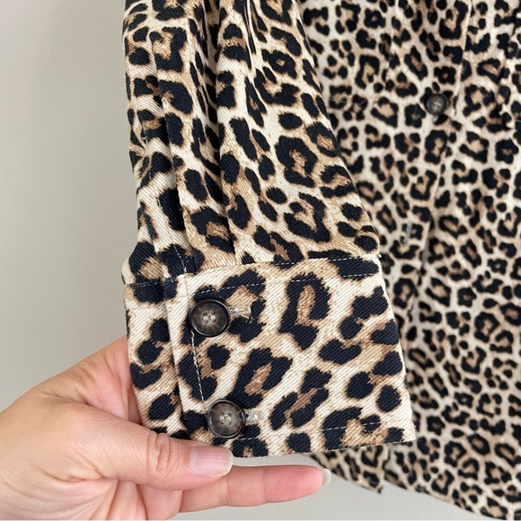 H&M Leopard‎ Print Oversized Cotton Twill Shacket Size Small - Picture 5 of 11